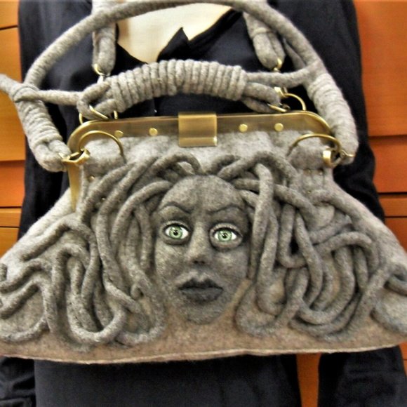 UNIQUE LARGE FELTED BAG RARE GIFT FOR WOMEN - Picture 3 of 14